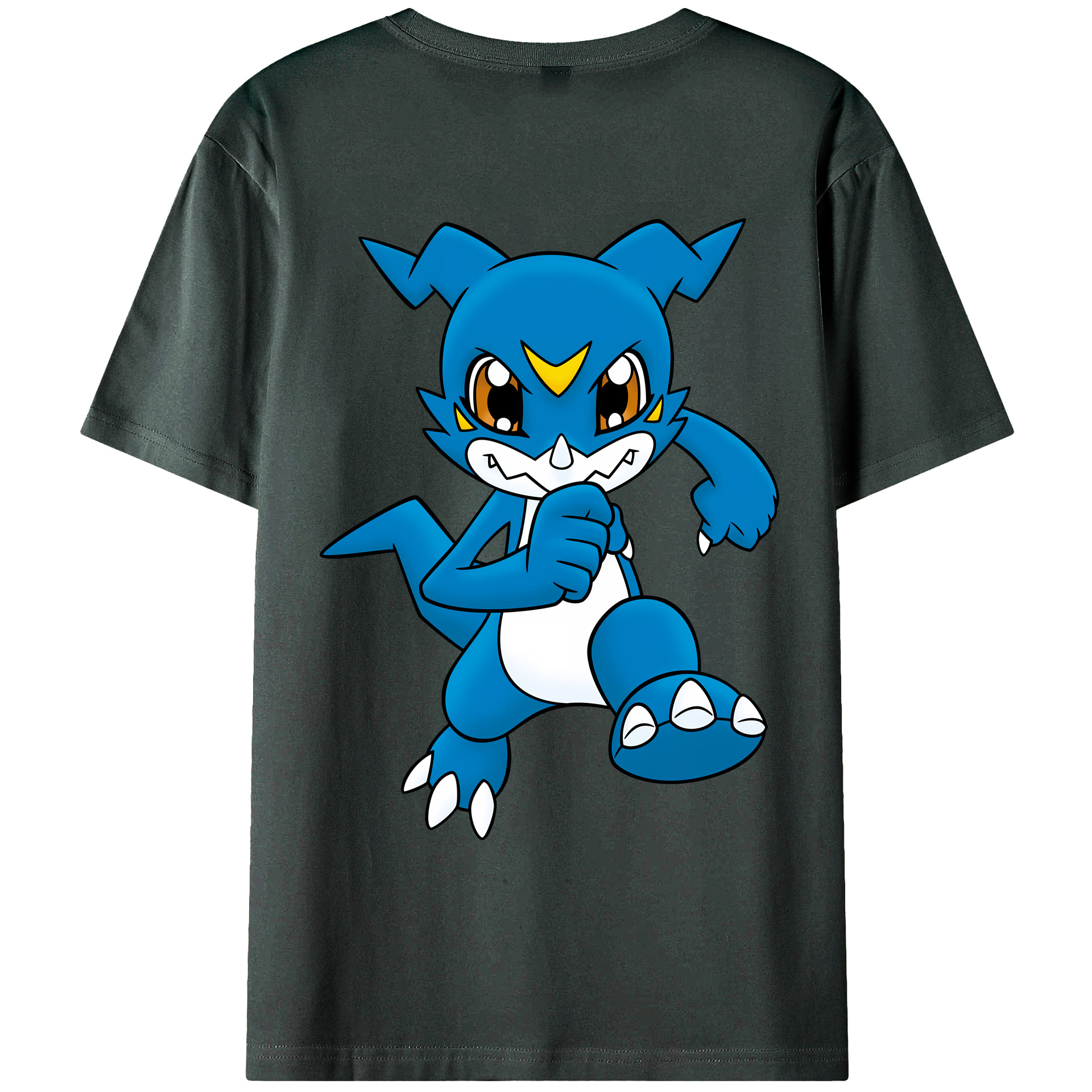 （画像用） Digimon デジタルモンスター/デジモン 綿100％ メンズ半袖Tシャツ（バックプリント） 通気性